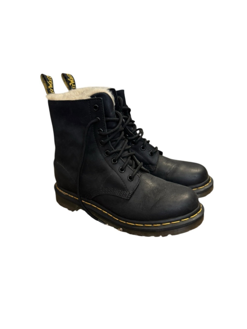 Women's Dr. Martens Fur-Lined Lace Up Boots in Black